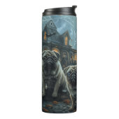 Pug Halloween Nacht Hondendeloosheid Thermosbeker (Gedraaid links)