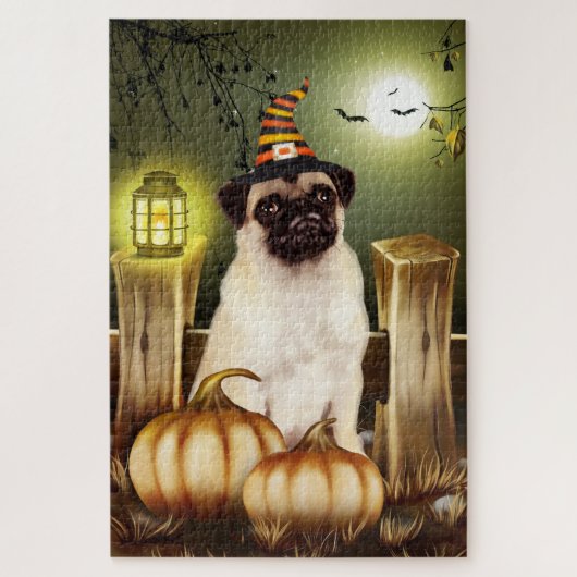 Pug Halloween puzzel Legpuzzel (Verticaal)
