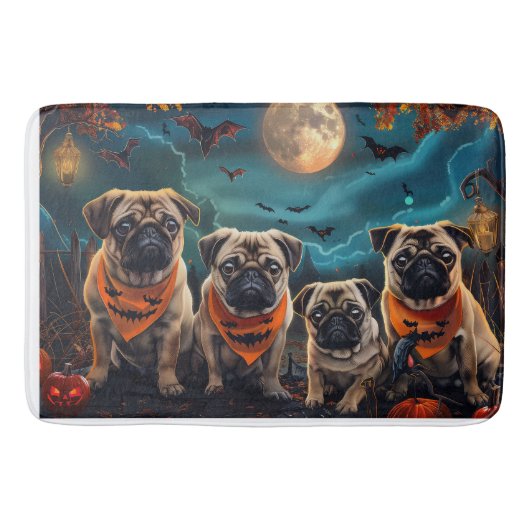 Pug Halloween Spooky Badmat (Voorkant)