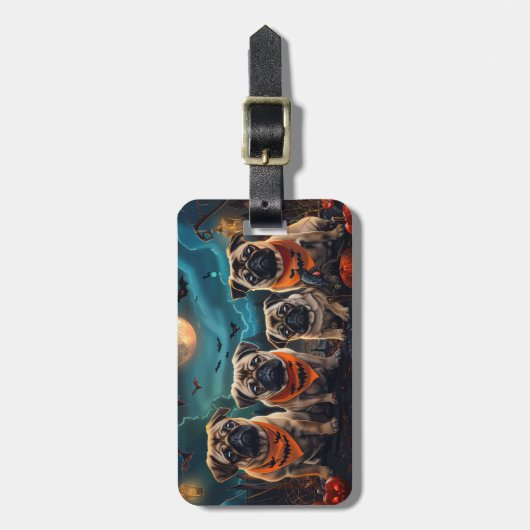 Pug Halloween Spooky Bagagelabel (Voorkant verticaal)