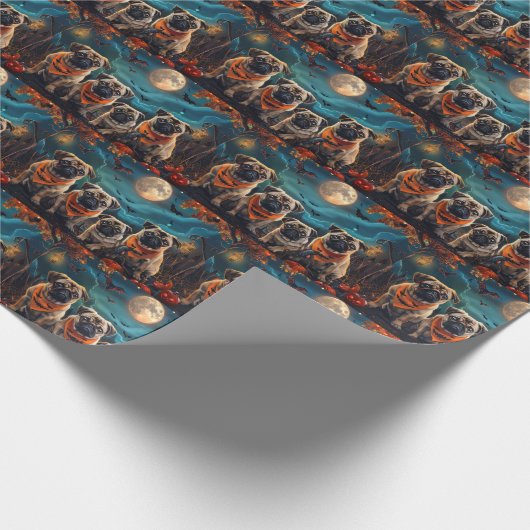Pug Halloween Spooky Cadeaupapier (Hoek)