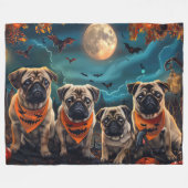 Pug Halloween Spooky Fleece Deken (Voorkant (Horizontaal))