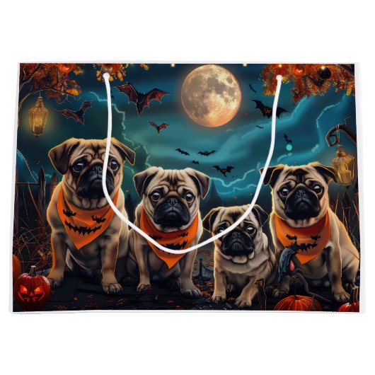 Pug Halloween Spooky Groot Cadeauzakje (Voorkant)
