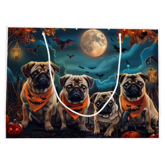 Pug Halloween Spooky Groot Cadeauzakje (Achterkant)