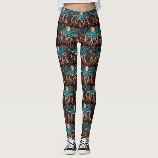 Pug Halloween Spooky Leggings (Voorkant)