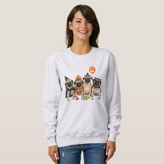 Pug Halloween Sweatshirt-Halloween Dog Mom Trui (Voorkant volledig)