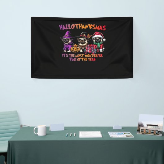 Pug Halloween Thanksgiving Christmas Classic T-Shi Spandoek (Beurs)