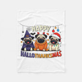 Pug Halloween Thanksgiving Christmas Happy Halloth Fleece Deken (Voorkant)