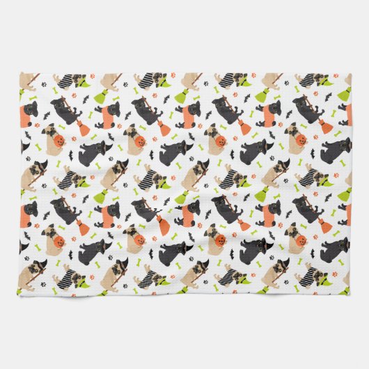 Pug Halloween Theedoek (Horizontaal)