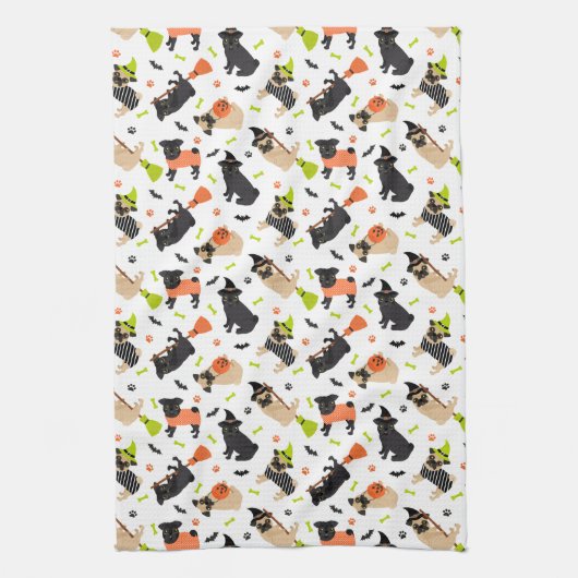 Pug Halloween Theedoek (Verticaal)