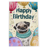 Pug Happy Birthday Medium Cadeauzakje (Voorkant)