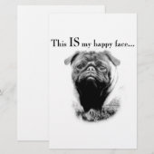 Pug Happy Face Briefpapier (Voorkant / Achterkant)