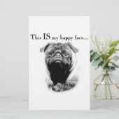 Pug Happy Face Briefpapier (Staand voorkant)