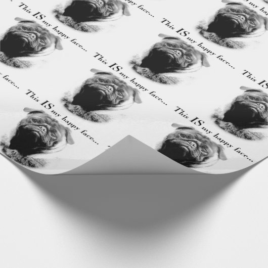 Pug Happy Face Cadeaupapier (Hoek)