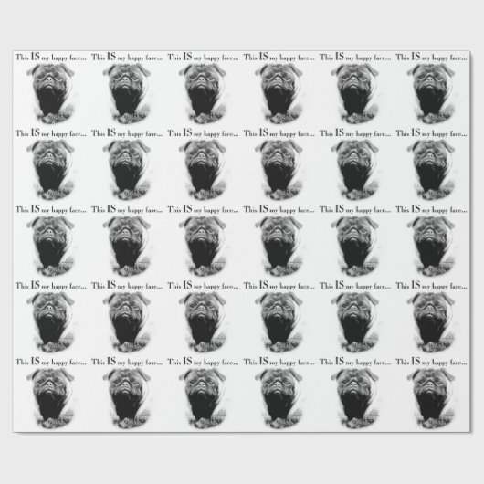 Pug Happy Face Cadeaupapier (Vlak)