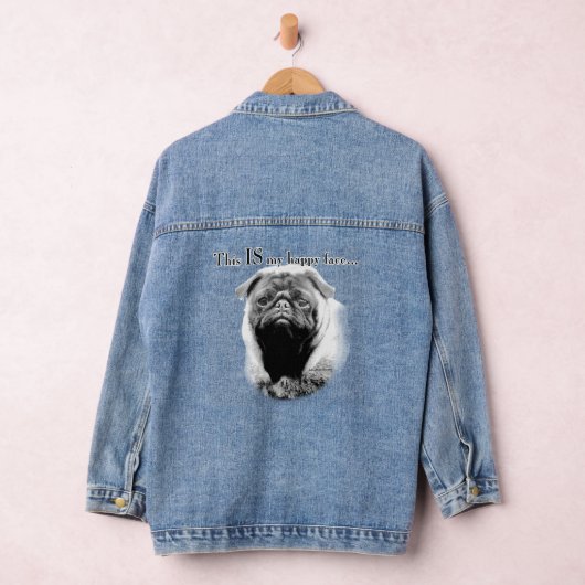 Pug Happy Face Denim Jacket (Hangar)