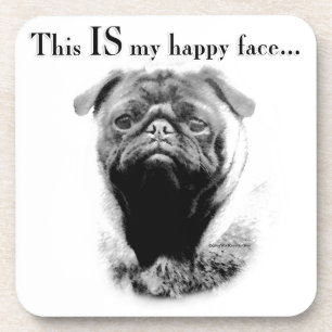 Pug Happy Face Drankjes Onderzetter