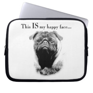 Pug Happy Face Laptop Sleeve