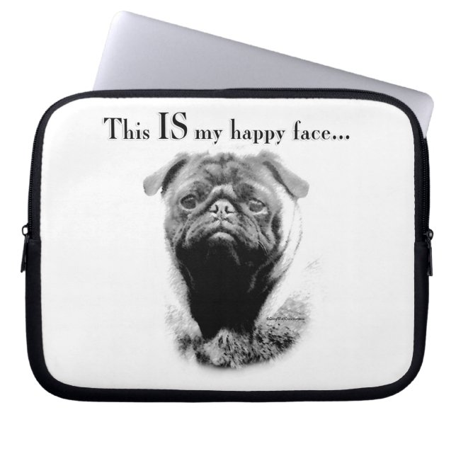 Pug Happy Face Laptop Sleeve (Voorkant)