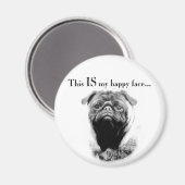 Pug Happy Face Magneet (Voorkant / Achterkant)