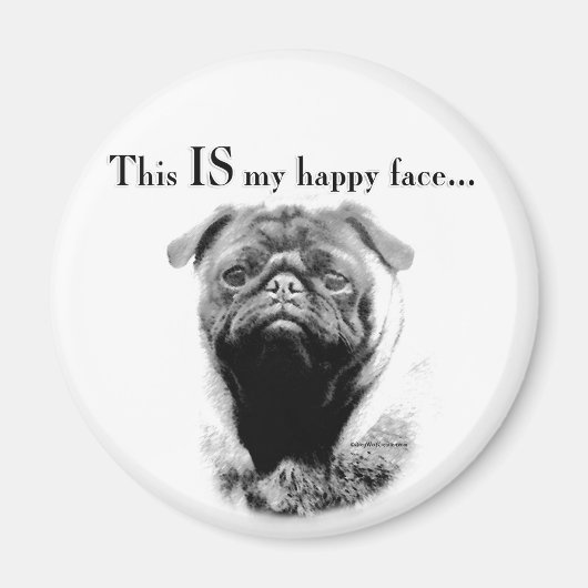 Pug Happy Face Magneet (Voorkant)