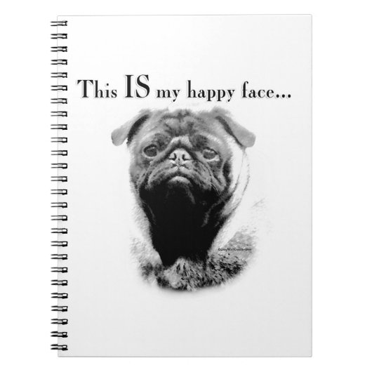 Pug Happy Face Notitieboek (Voorkant)