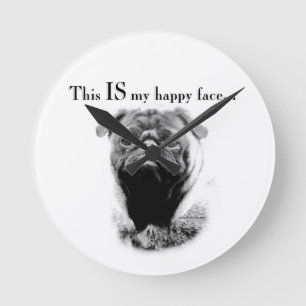 Pug Happy Face Ronde Klok
