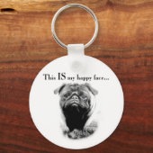 Pug Happy Face Sleutelhanger (Voorkant)