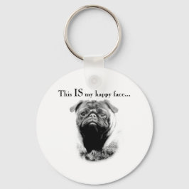 Pug Happy Face Sleutelhanger