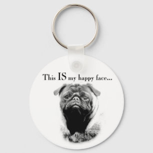 Pug Happy Face Sleutelhanger