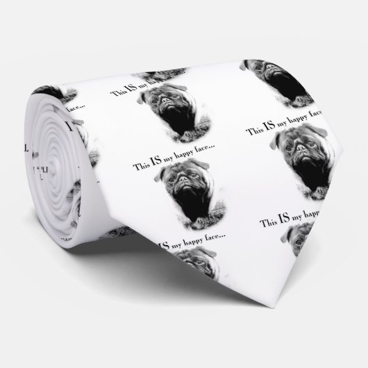 Pug Happy Face Stropdas (Opgerold)