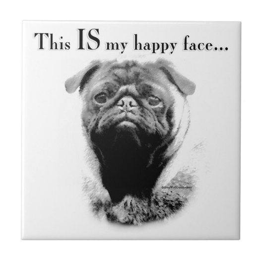Pug Happy Face Tegeltje (Voorkant)