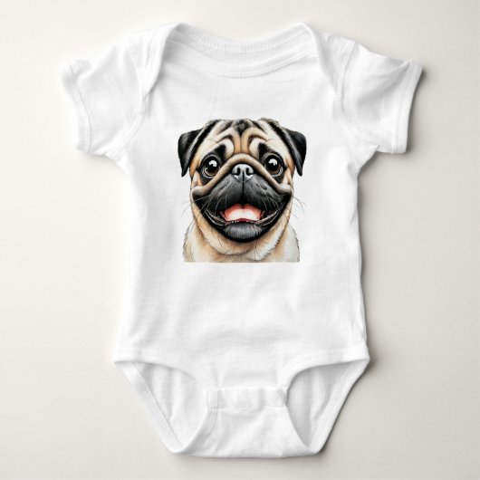 Pug Happy gezicht Hond Romper (Voorkant)