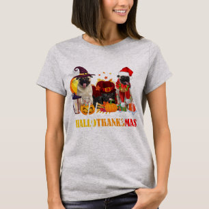 Pug Happy Halloween Thanksgiving T-shirt