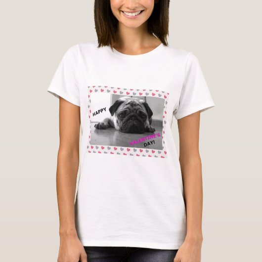 Pug Happy Valentijnsdag T-shirt (Voorkant)