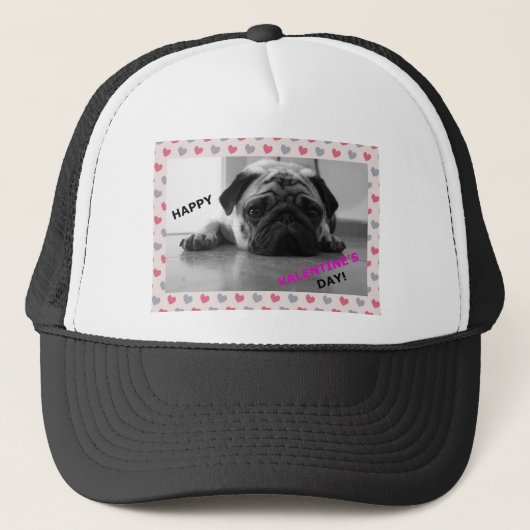 Pug Happy Valentijnsdag Trucker Pet (Voorkant)