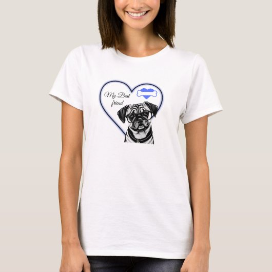 Pug-hars Hart Dog  Gezegde T-shirt (Voorkant)