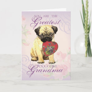 Pug Heart Grandma Kaart