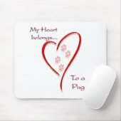 Pug Heart hoort erbij Muismat (Met muis)