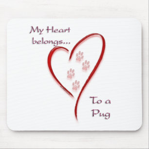 Pug Heart hoort erbij Muismat