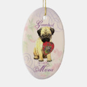 Pug Heart Mam Keramisch Ornament (Rechts)