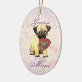 Pug Heart Mam Keramisch Ornament (Links)