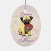 Pug Heart Mam Keramisch Ornament (Voorkant)