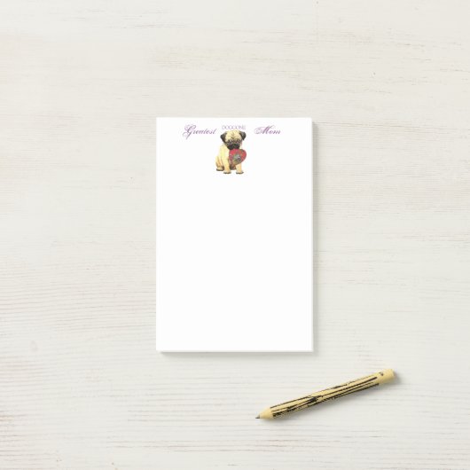 Pug Heart mama Post-it® Notes (Op bureau)