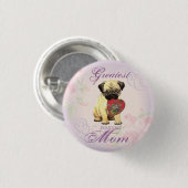 Pug Heart mama Ronde Button 3,2 Cm (Voorkant /achterkant)