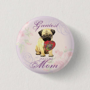 Pug Heart mama Ronde Button 3,2 Cm