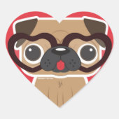 Pug Heart Sticker (Voorkant)