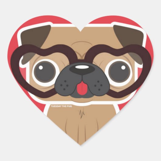 Pug Heart Sticker (Voorkant)