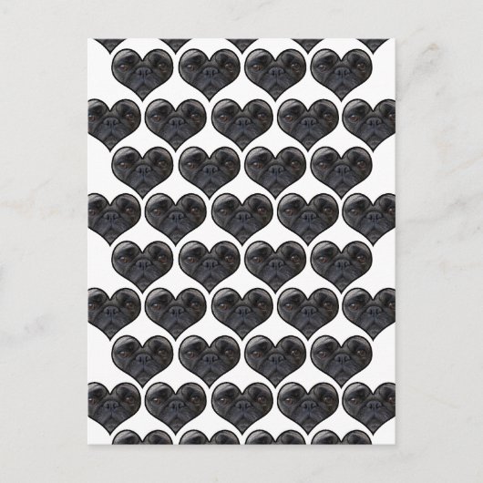 Pug Hearts Briefkaart (Voorkant)