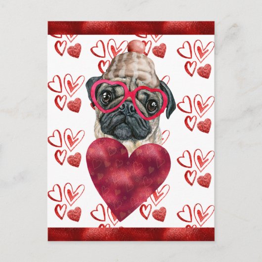 Pug Hearts Hondenliefhebber Valentijn Cadeaus Feestdagenkaart (Voorkant)